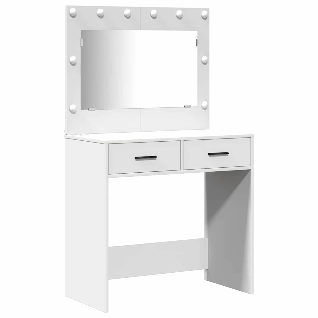 vidaXL 3-delige kaptafelset met LED - Wit Essenhout