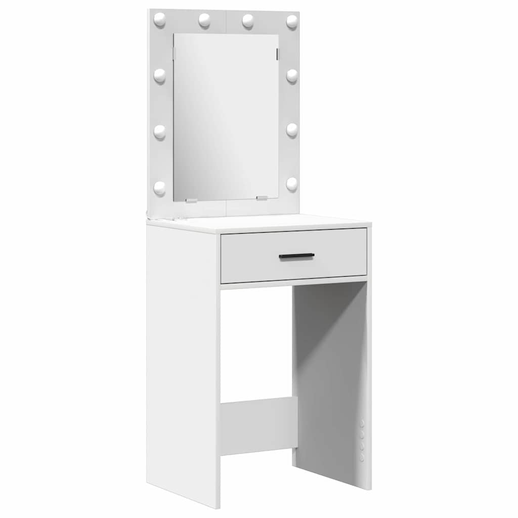vidaXL 3-delige Kaptafelset met LED Witte Houten Constructie