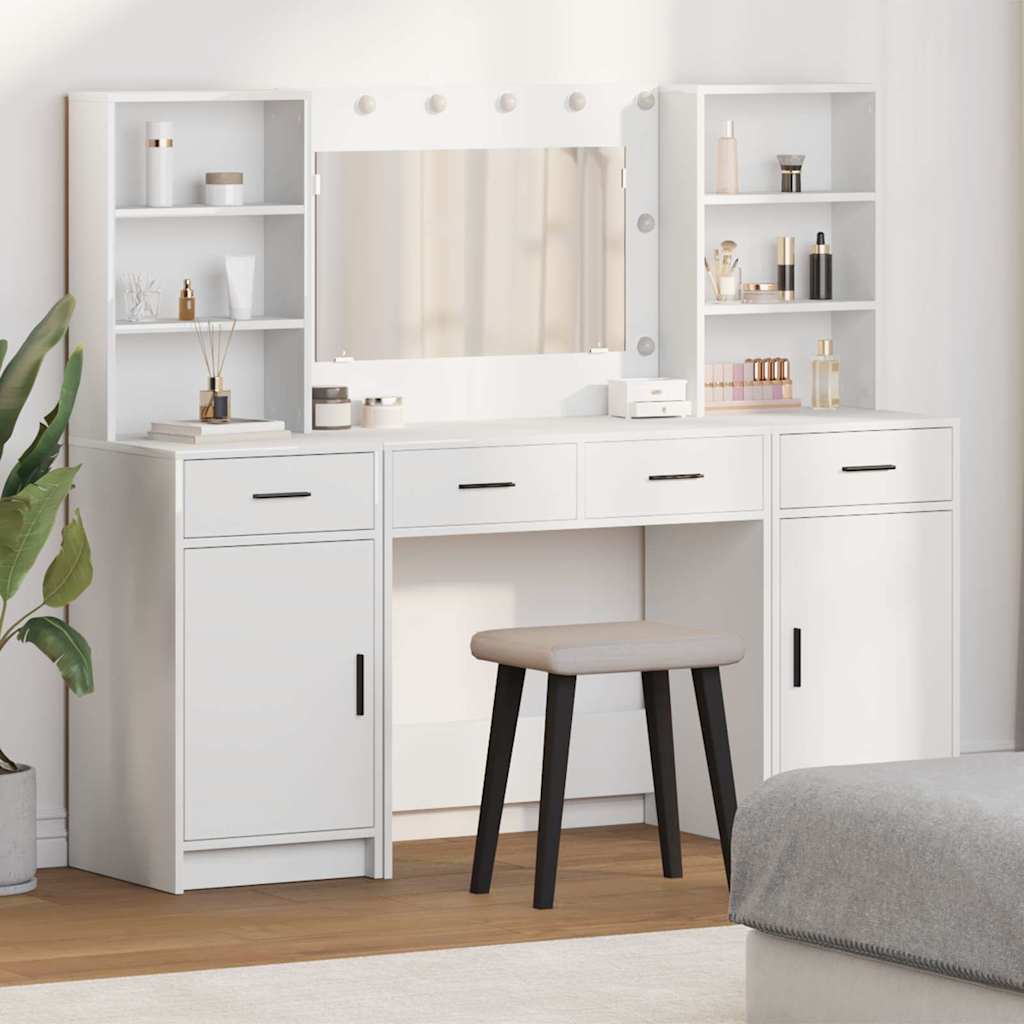 vidaXL 3-delige Kaptafel Set Wit Gelaagd Hout