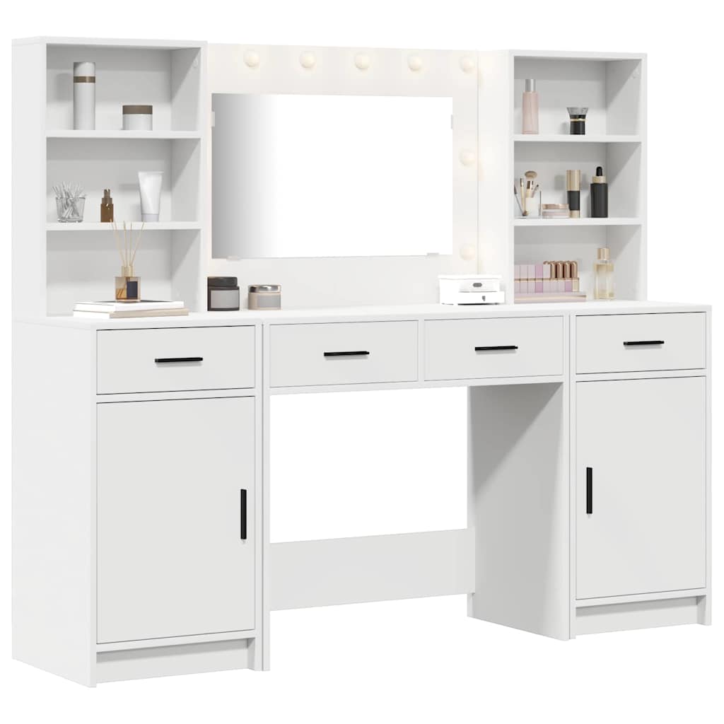 vidaXL 3-delige Kaptafel Set Wit Gelaagd Hout