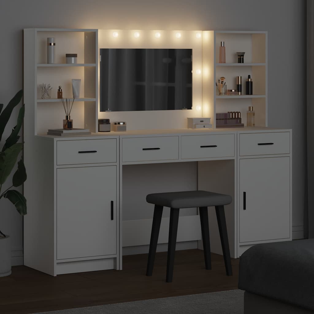 vidaXL 3-delige Kaptafel Set Wit Gelaagd Hout