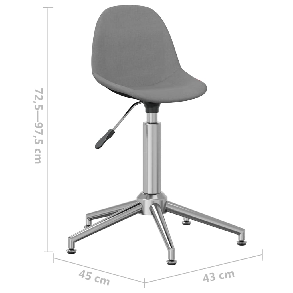 vidaXL Eetkamerstoelen draaibaar 2 st stof lichtgrijs
