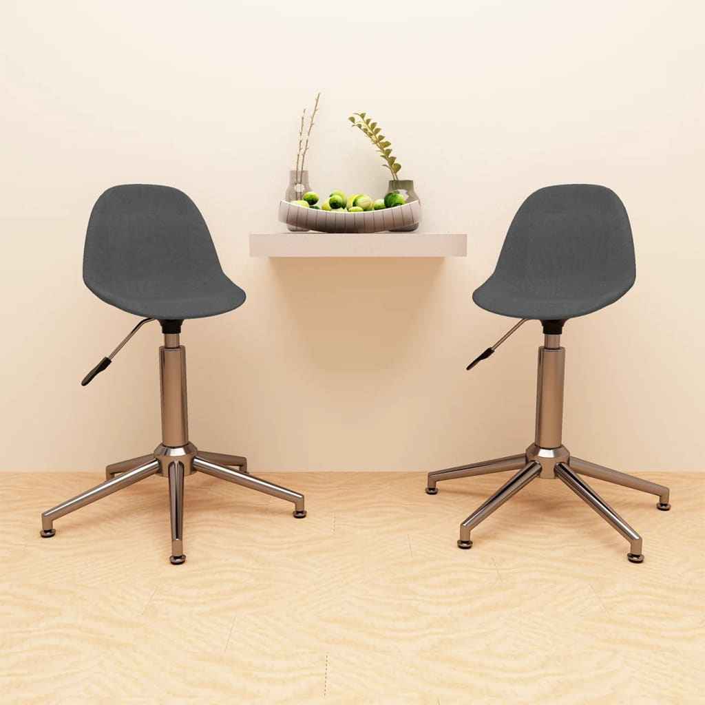 vidaXL Eetkamerstoelen draaibaar 2 st stof lichtgrijs