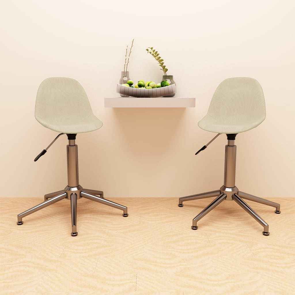 vidaXL Eetkamerstoelen draaibaar 2 st stof lichtgrijs