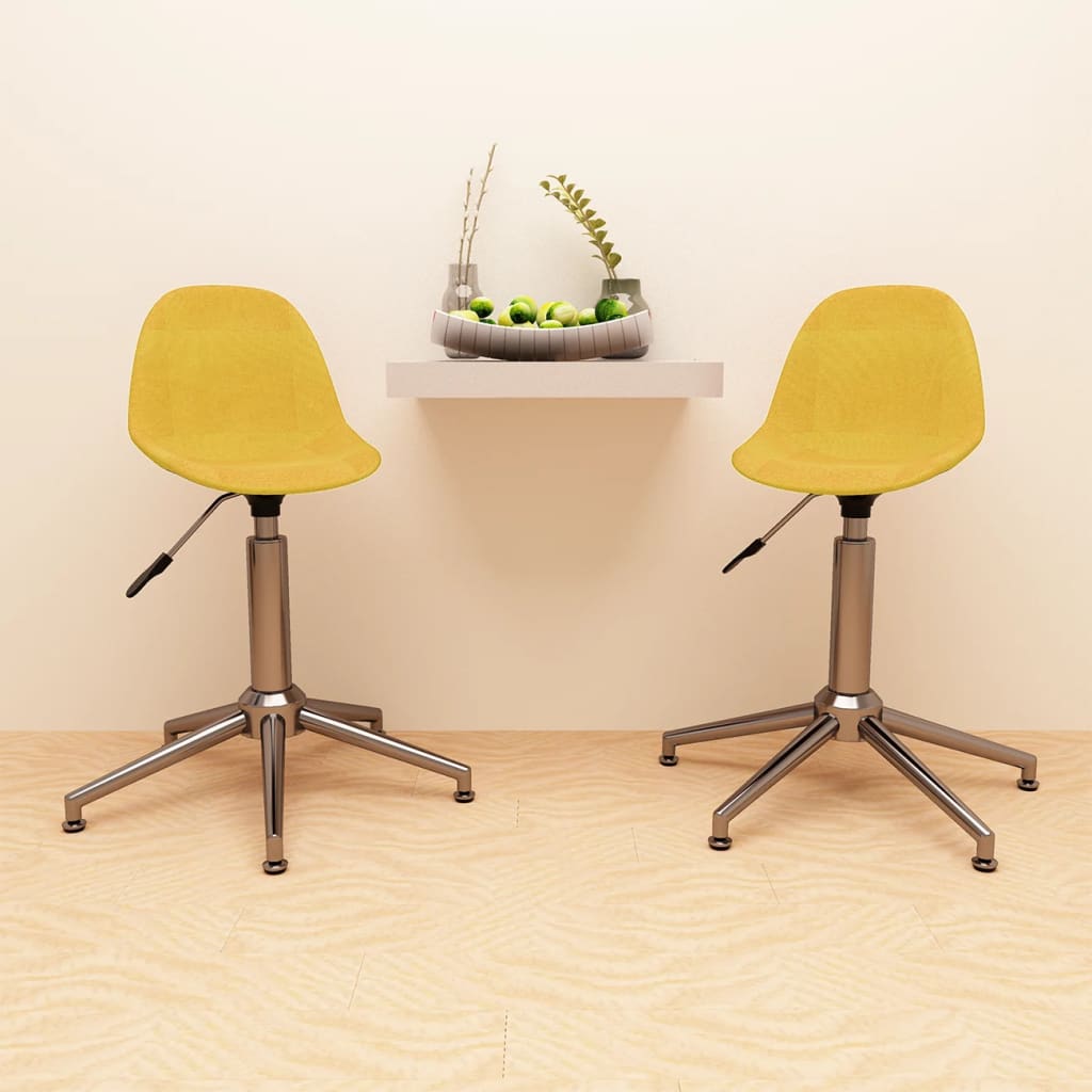 vidaXL Eetkamerstoelen draaibaar 2 st stof lichtgrijs