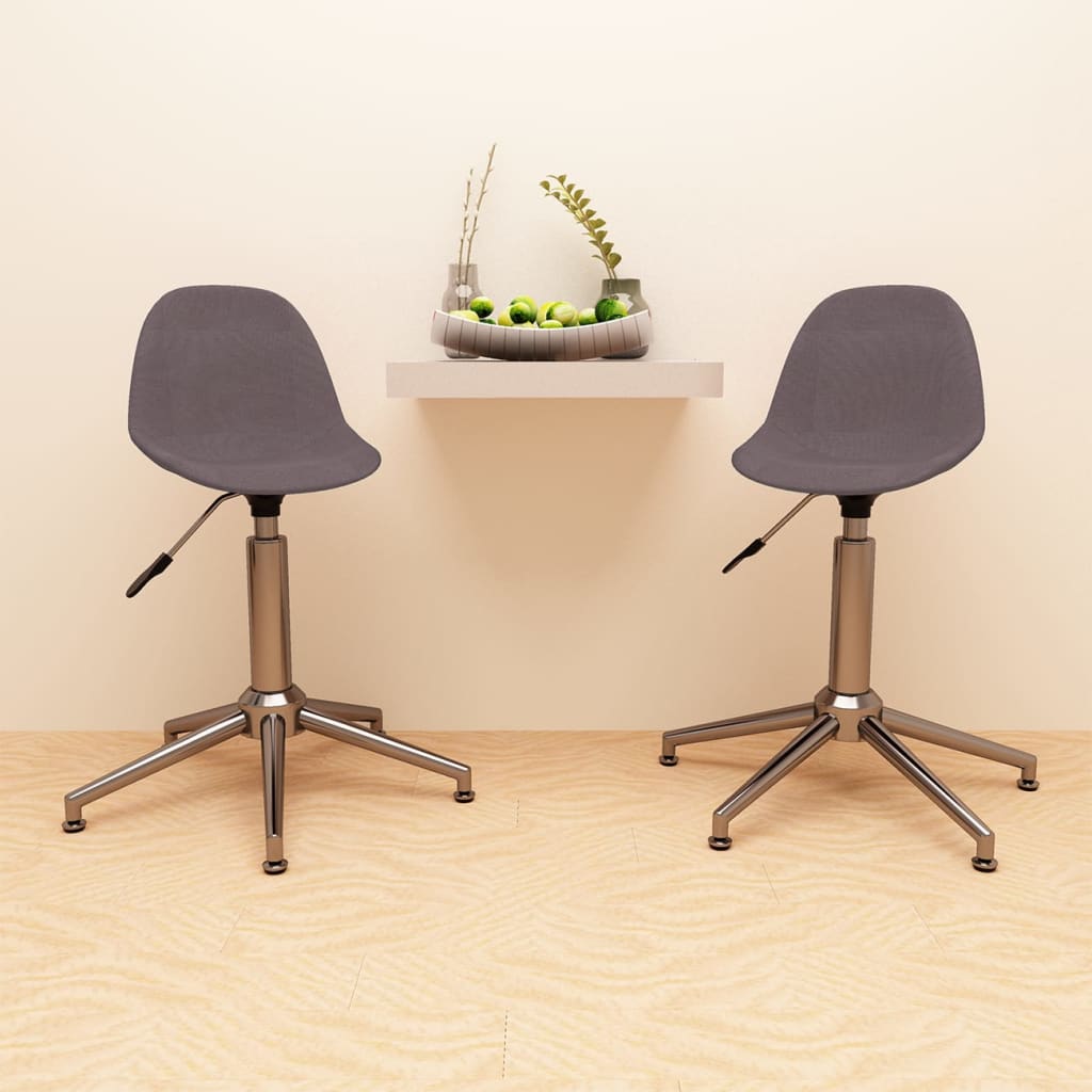 vidaXL Eetkamerstoelen draaibaar 2 st stof lichtgrijs