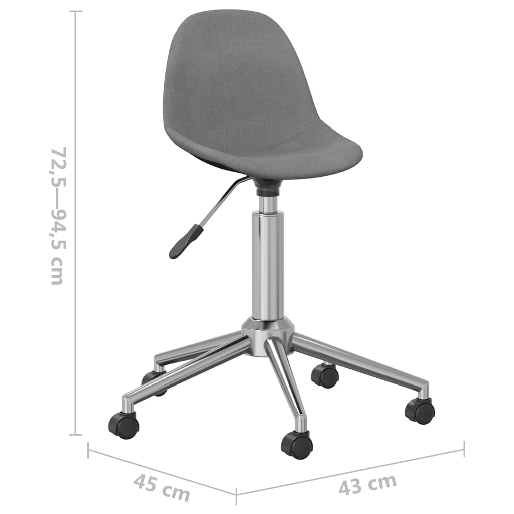 vidaXL Eetkamerstoelen draaibaar 2 st stof lichtgrijs