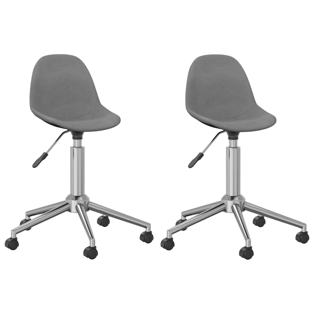 vidaXL Eetkamerstoelen draaibaar 2 st stof lichtgrijs