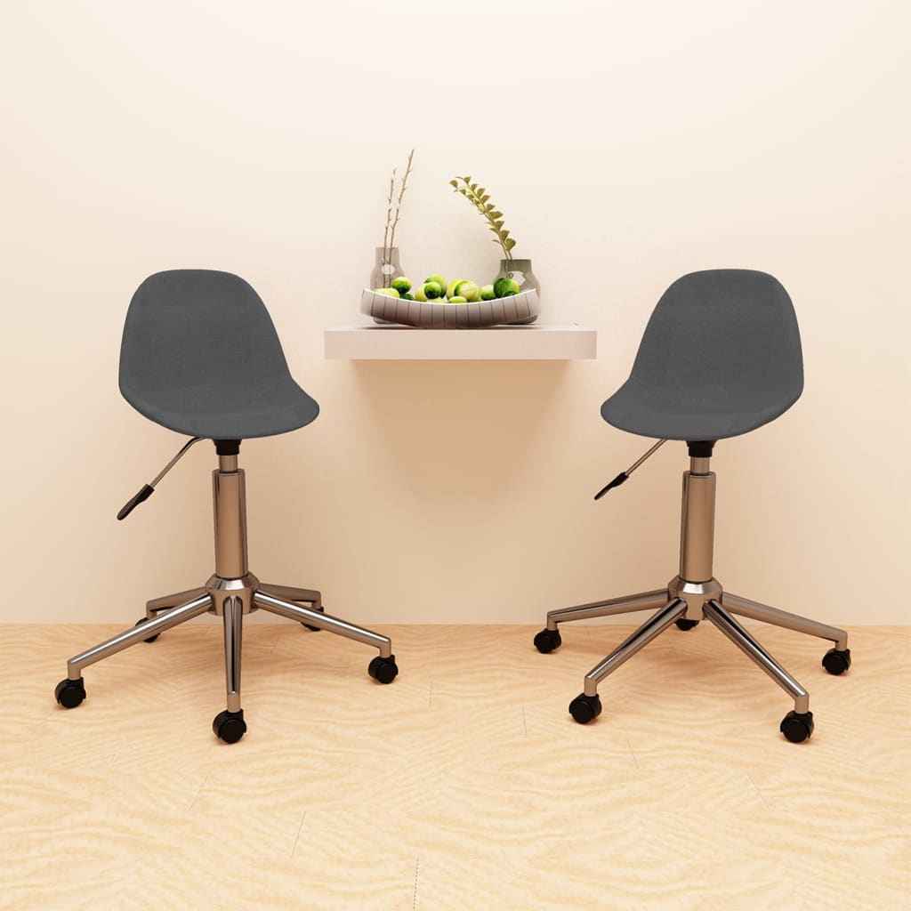 vidaXL Eetkamerstoelen draaibaar 2 st stof lichtgrijs