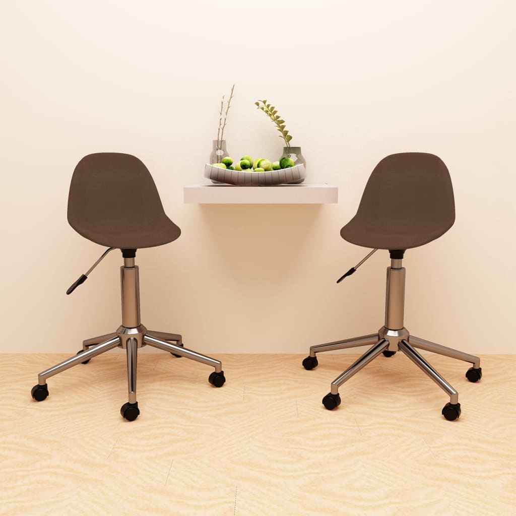 vidaXL Eetkamerstoelen draaibaar 2 st stof lichtgrijs