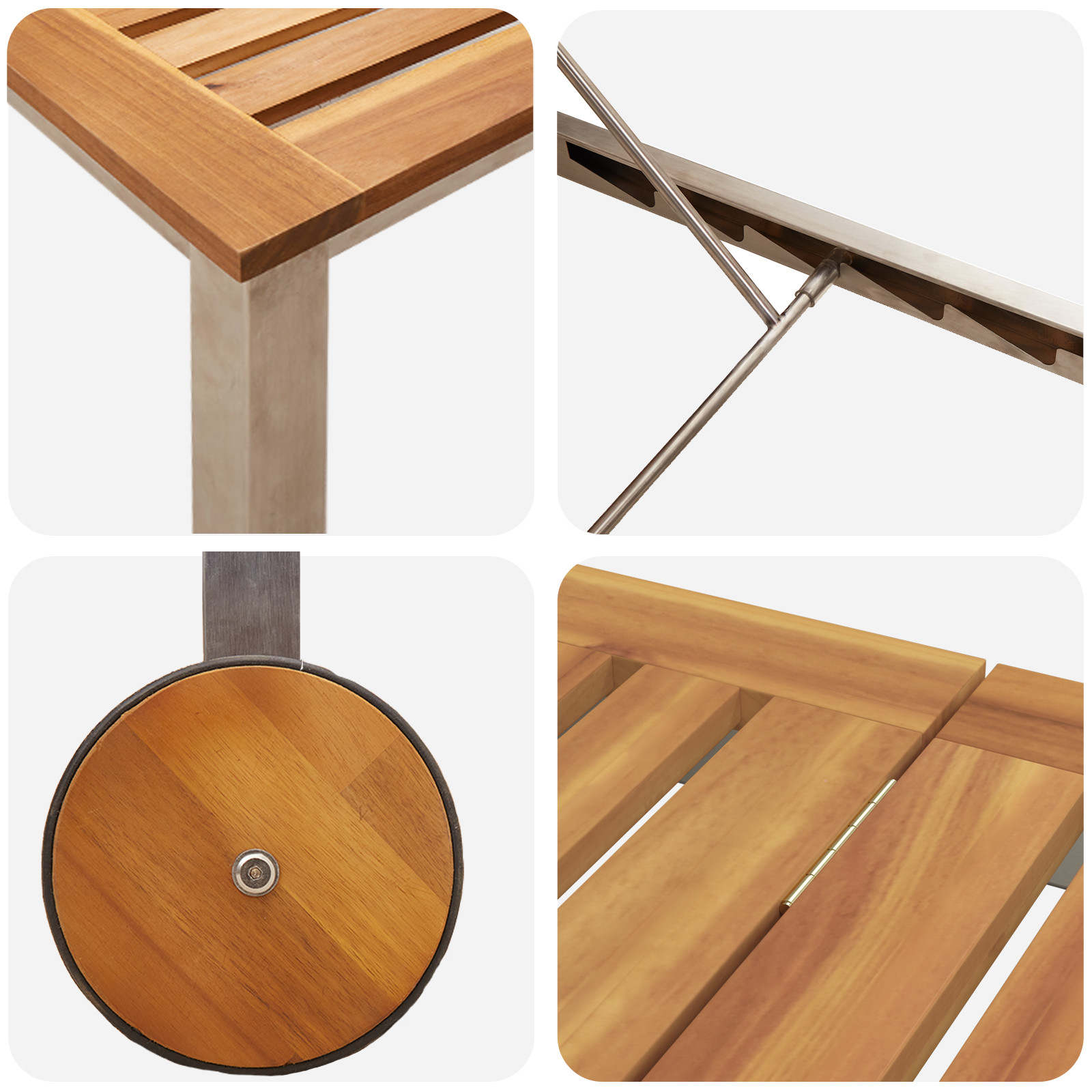 vidaXL Zonnebedden 2 stuks met Tafel Massief Acaciahout