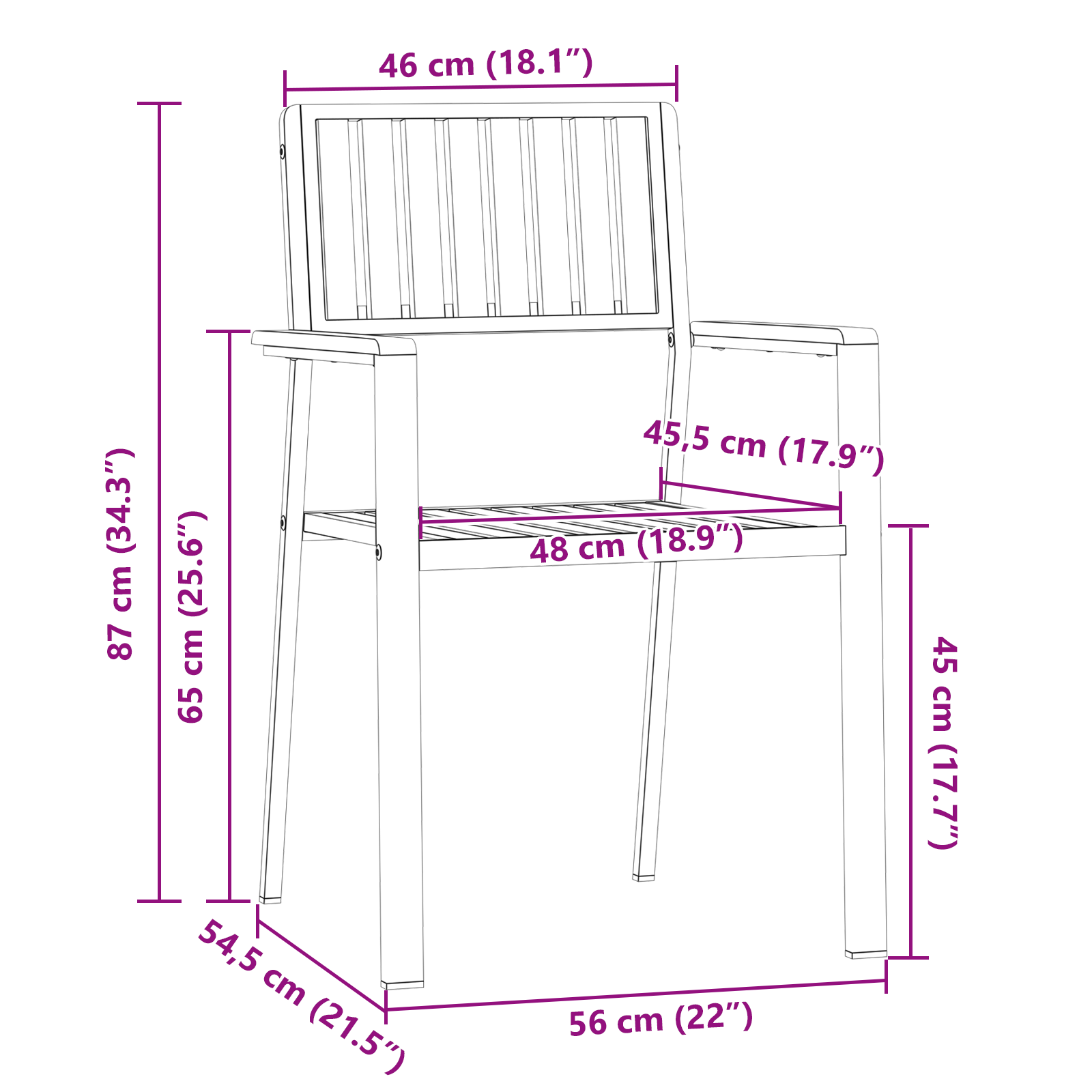 vidaXL Stapelbare tuinstoelen 6 stuks 54.5x56x87 cm Massief Acaciahout