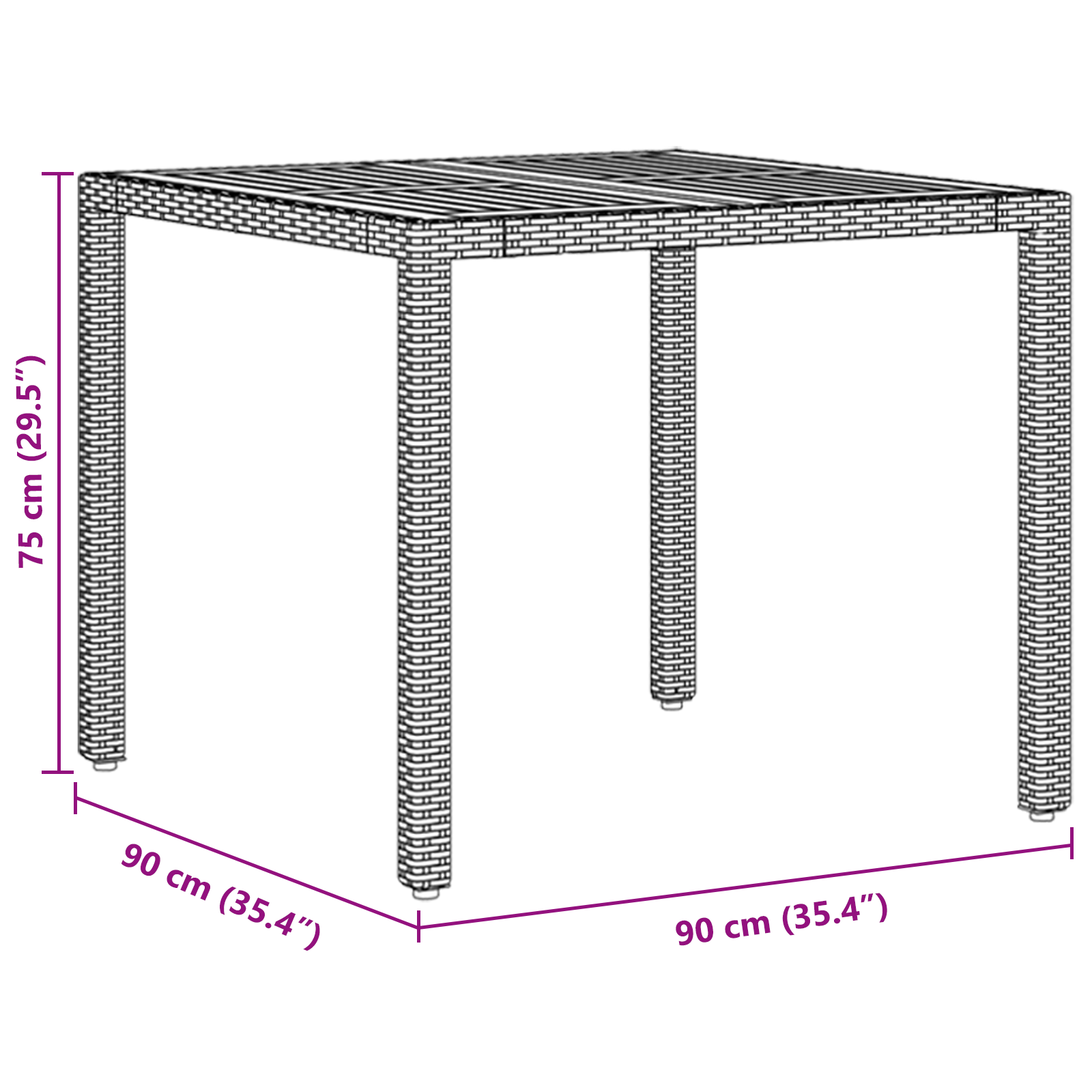 vidaXL Eetset Set van 3 Zwart Hout Duurzaam Patio Spullen Vierkant