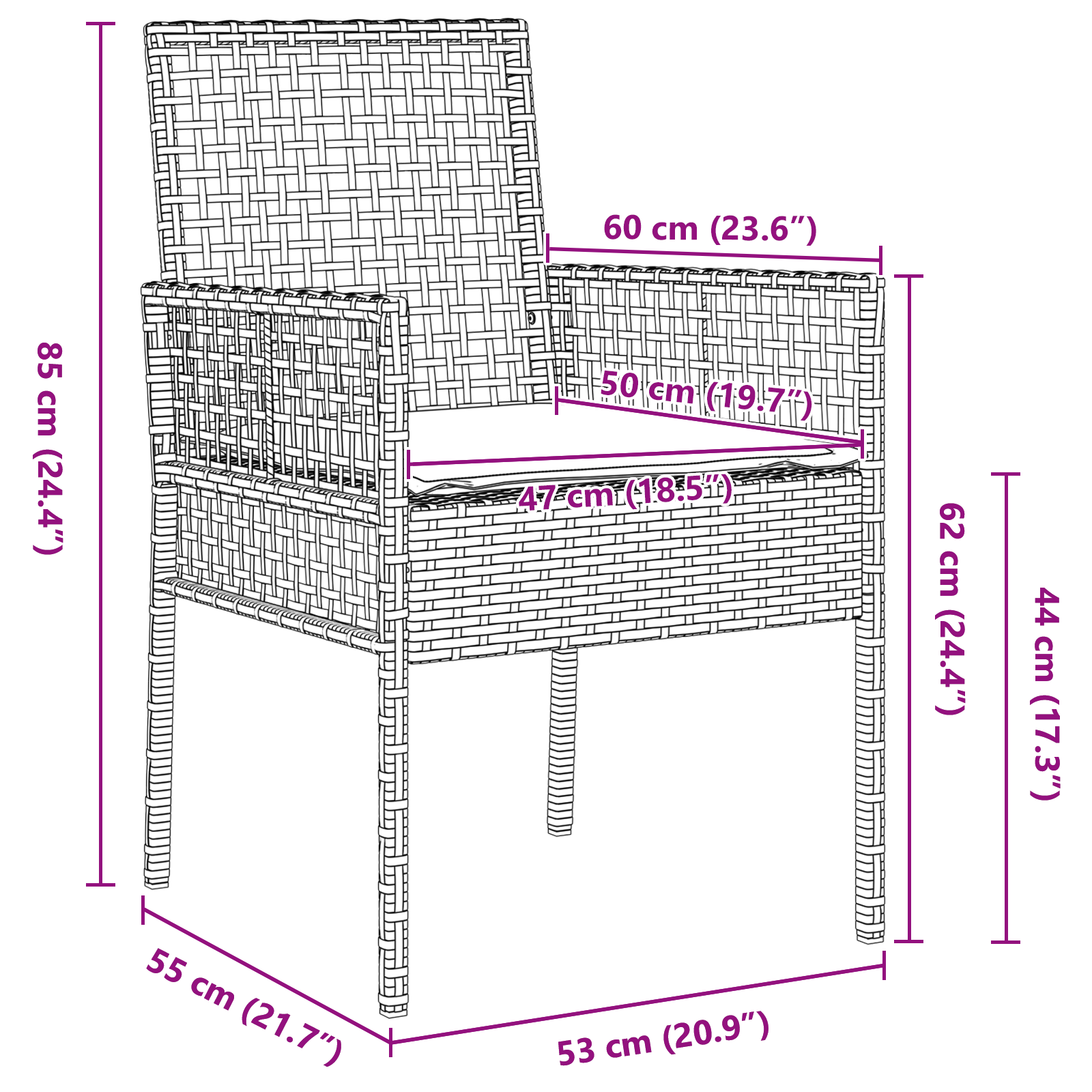 vidaXL 3 Delige Tuin Eettafel Set Zwart Poly Rattan