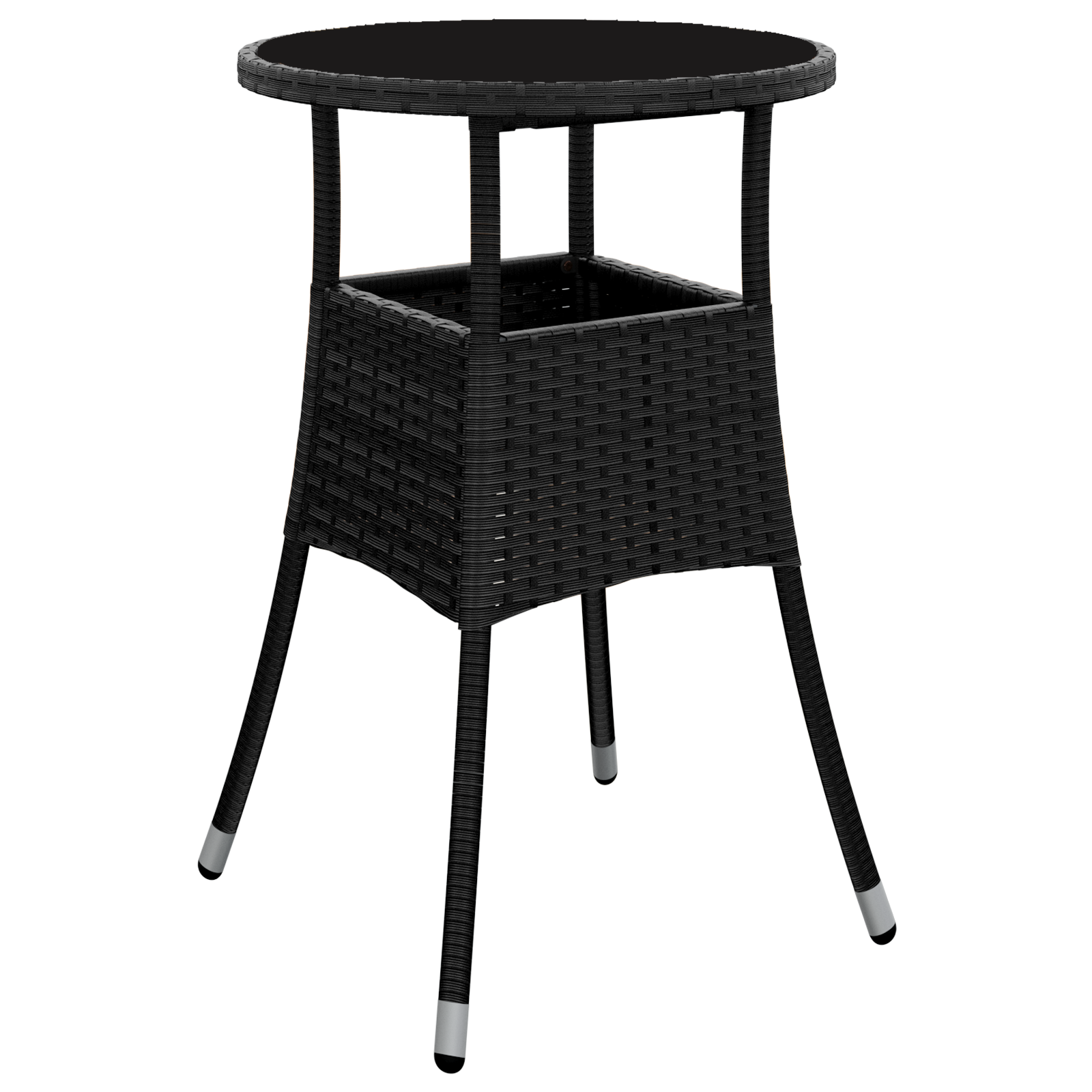vidaXL 3 Delige Tuin Eettafel Set Zwart Poly Rattan