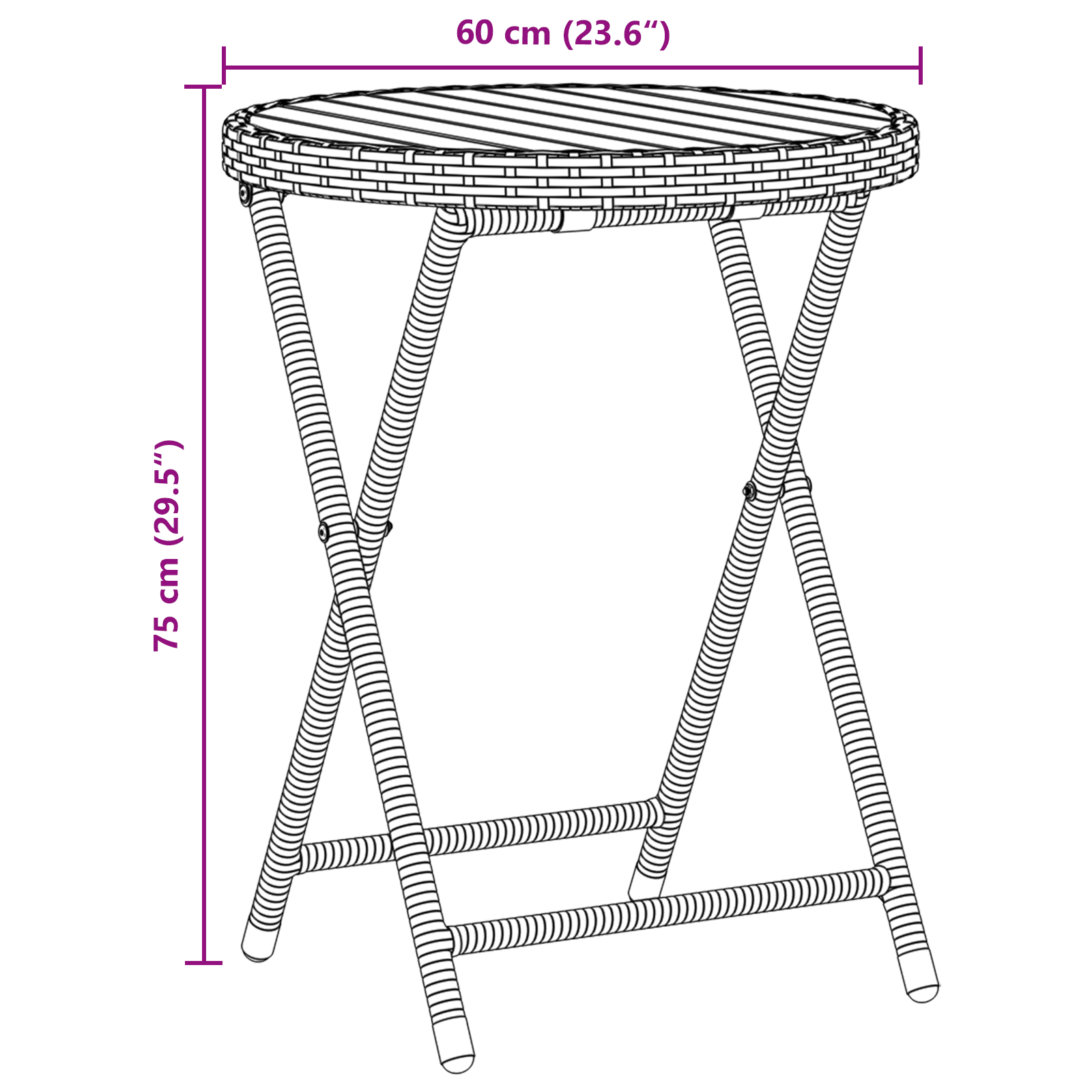 vidaXL 3-delige Bistroset voor in de tuin met kussens Zwart Poly Rattan
