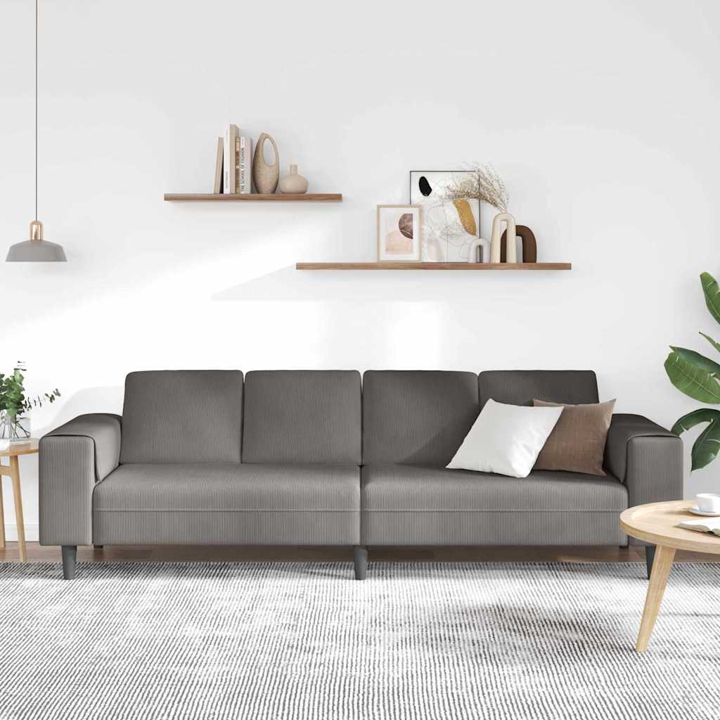 Stoffen Bank met kussen Lichtgrijs 208 cm Katoenen stof