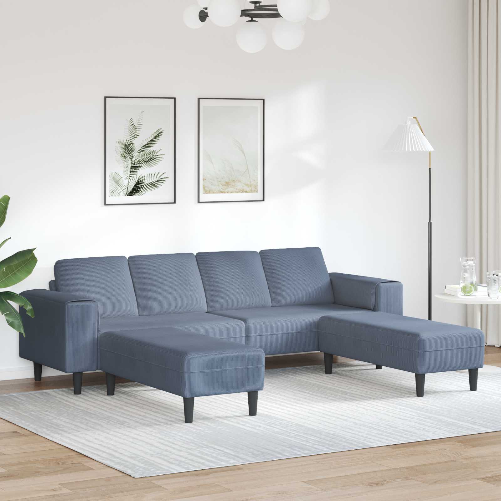 Stoffen Bank met kussen Lichtgrijs 208 cm Katoenen stof