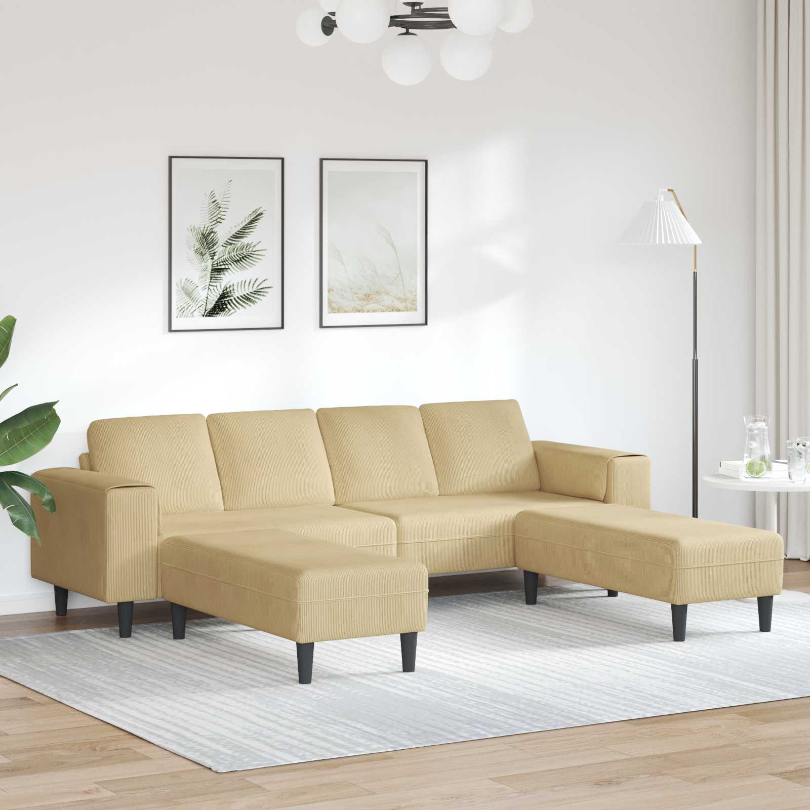 Stoffen Bank met kussen Lichtgrijs 208 cm Katoenen stof