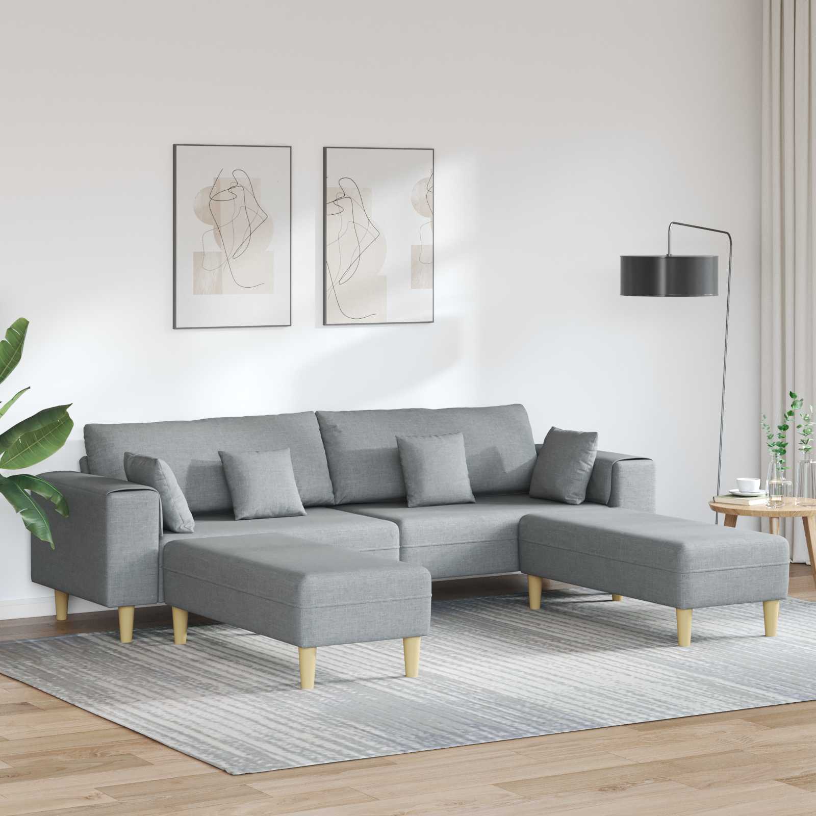 Stoffen Bank met kussen Lichtgrijs 208 cm Stof