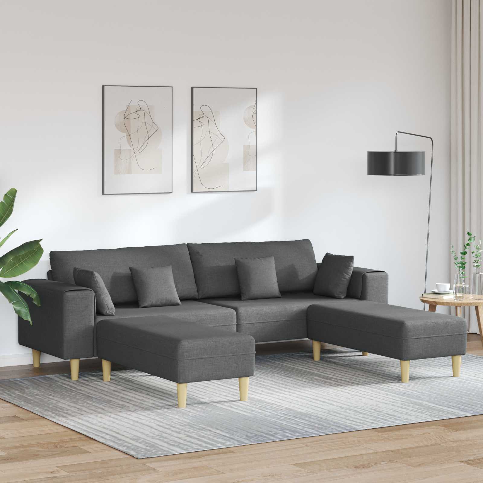 Stoffen Bank met kussen Lichtgrijs 208 cm Stof