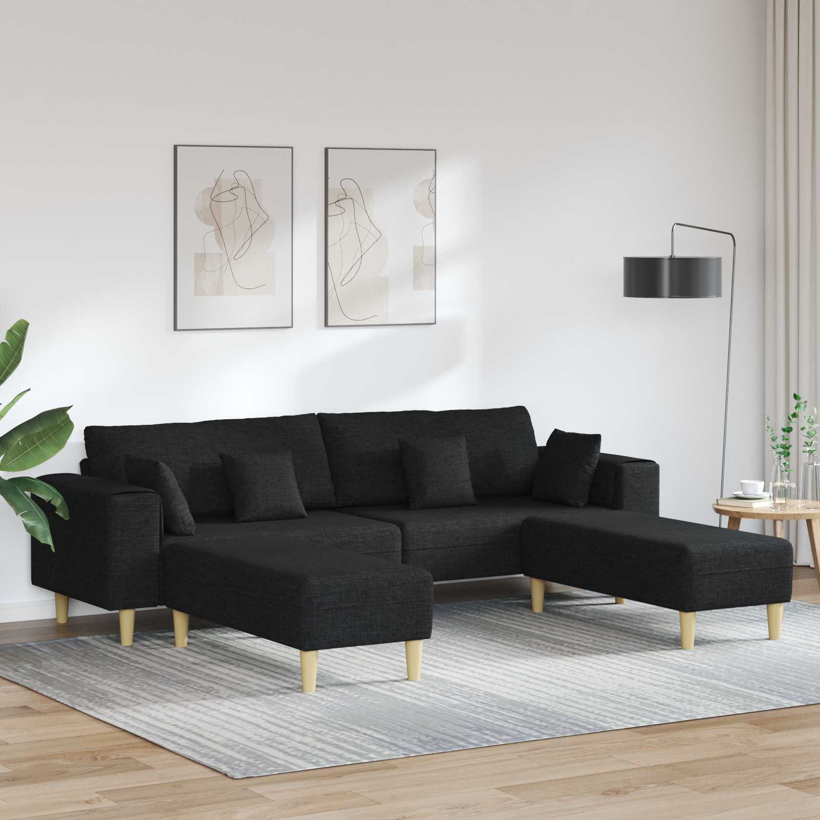 Stoffen Bank met kussen Lichtgrijs 208 cm Stof