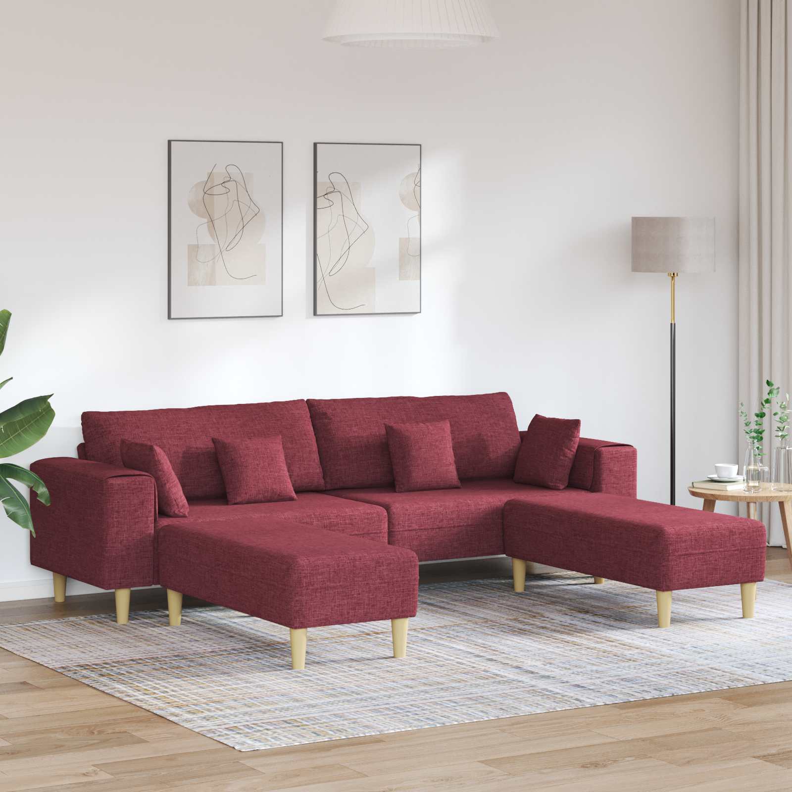 Stoffen Bank met kussen Lichtgrijs 208 cm Stof