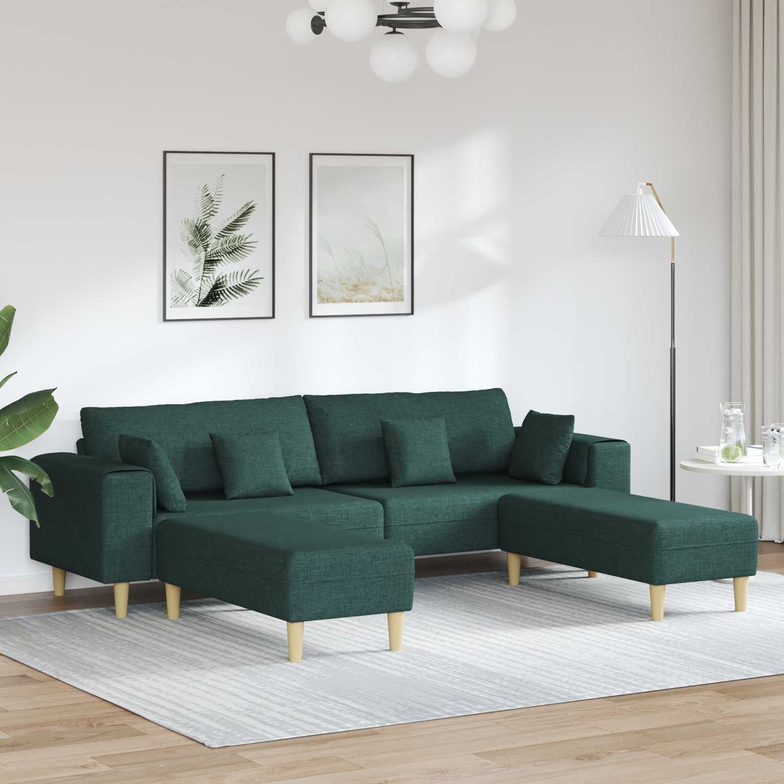 Stoffen Bank met kussen Lichtgrijs 208 cm Stof