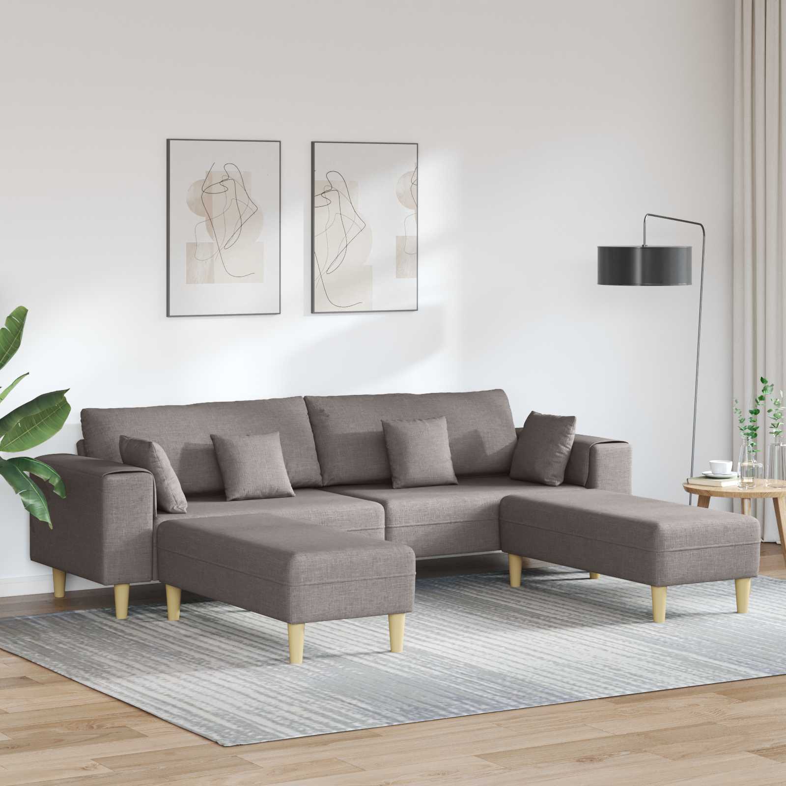 Stoffen Bank met kussen Lichtgrijs 208 cm Stof