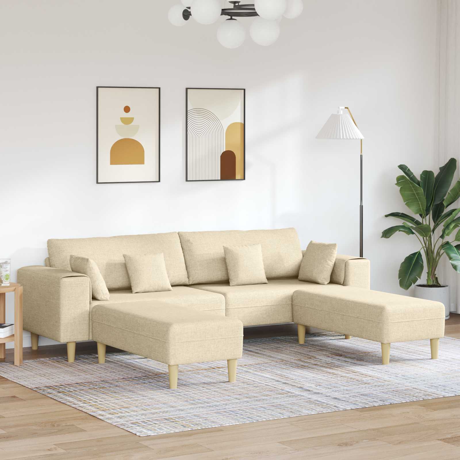 Stoffen Bank met kussen Lichtgrijs 208 cm Stof