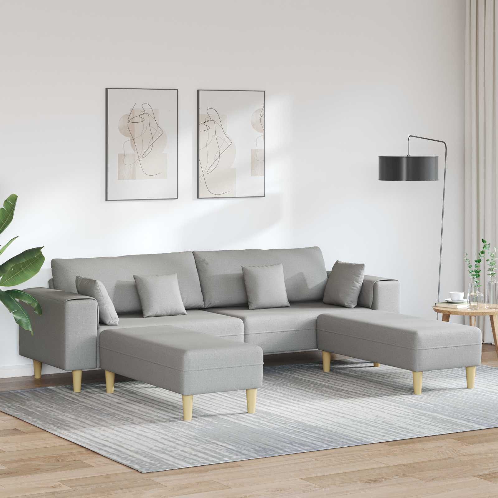 Stoffen Bank met kussen Lichtgrijs 208 cm Stof