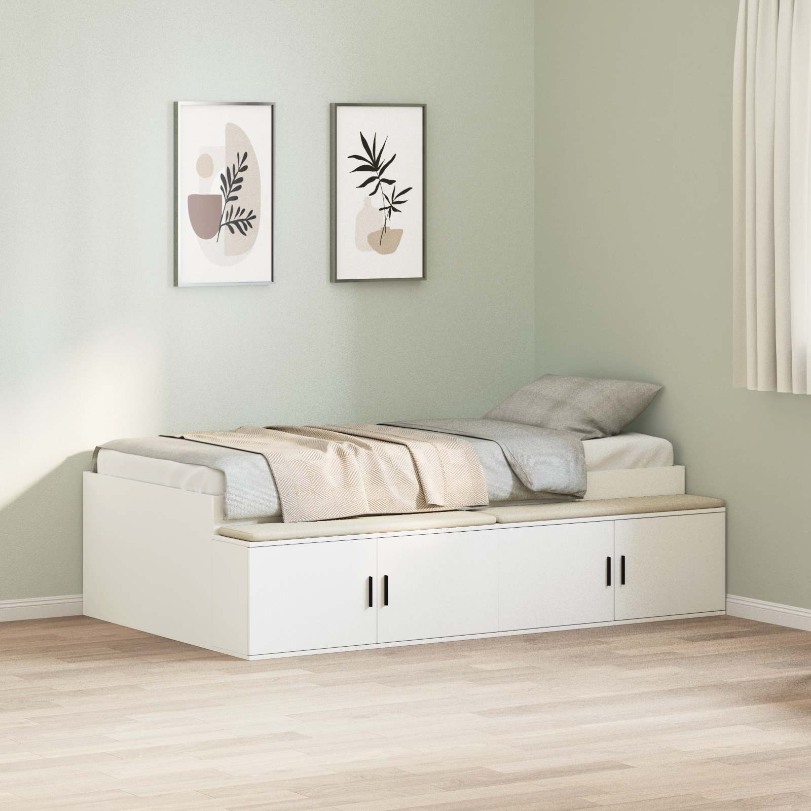 vidaXL Opslagbedframe Wit 100x200 cm