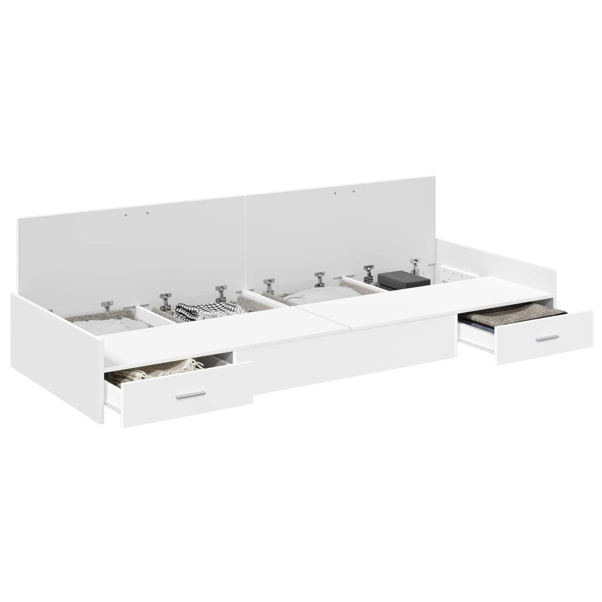 Opbergbedframe met hoofdeinde met lade Wit 100 x 200 cm Bewerkt hout
