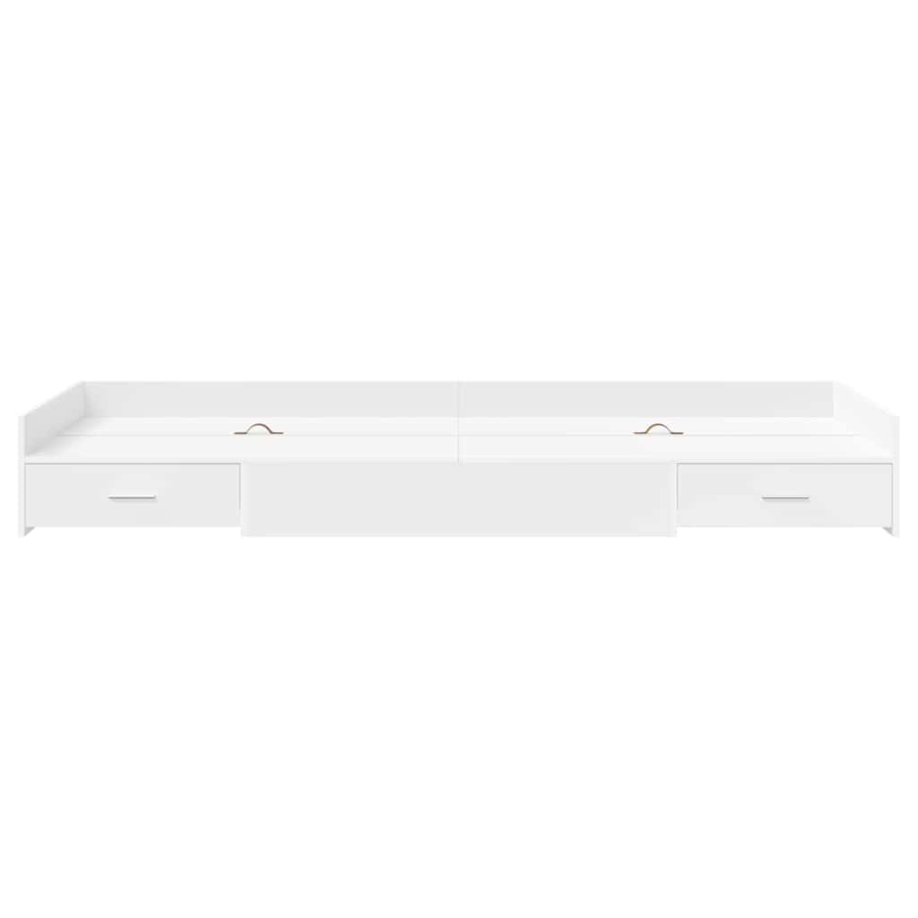 Opbergbedframe met hoofdeinde met lade Wit 100 x 200 cm Bewerkt hout