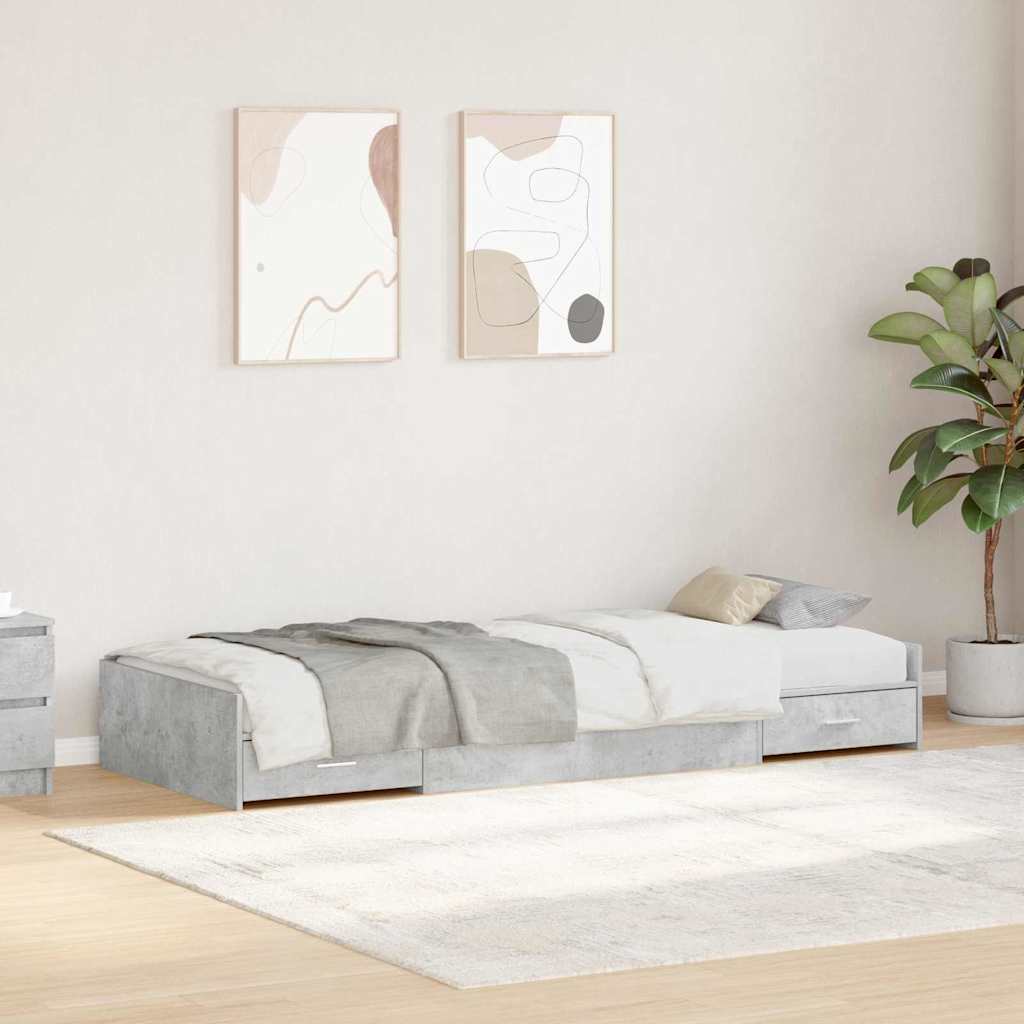 Opbergbedframe met hoofdeinde met lade Wit 100 x 200 cm Bewerkt hout