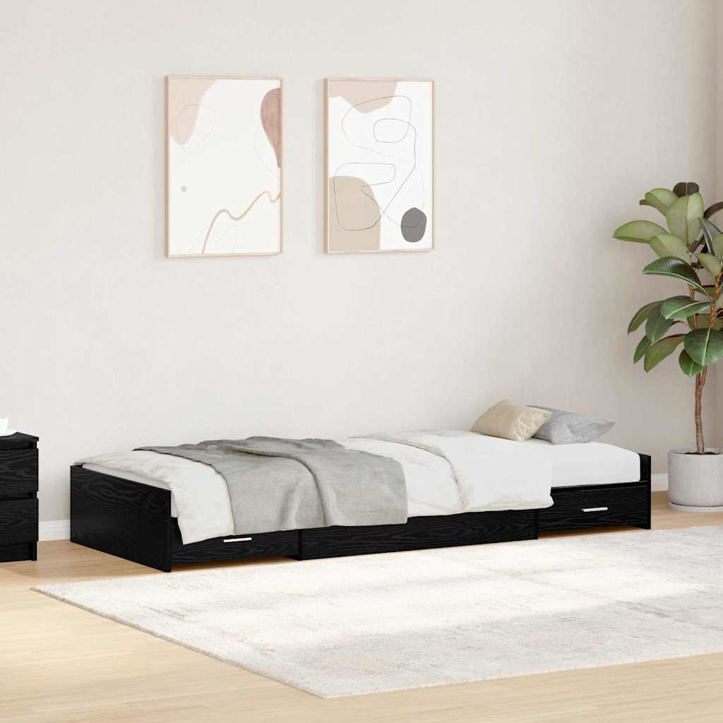 Opbergbedframe met hoofdeinde met lade Wit 100 x 200 cm Bewerkt hout
