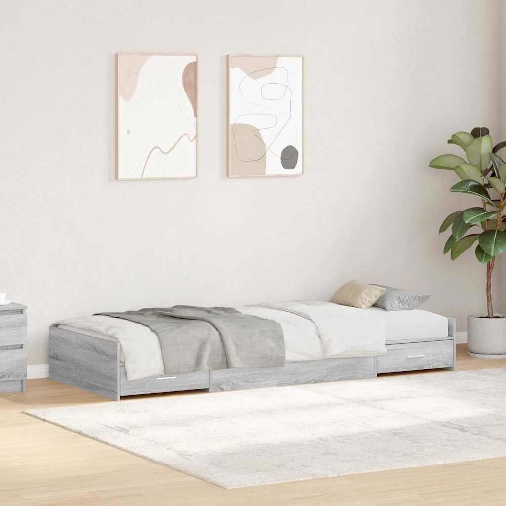 Opbergbedframe met hoofdeinde met lade Wit 100 x 200 cm Bewerkt hout