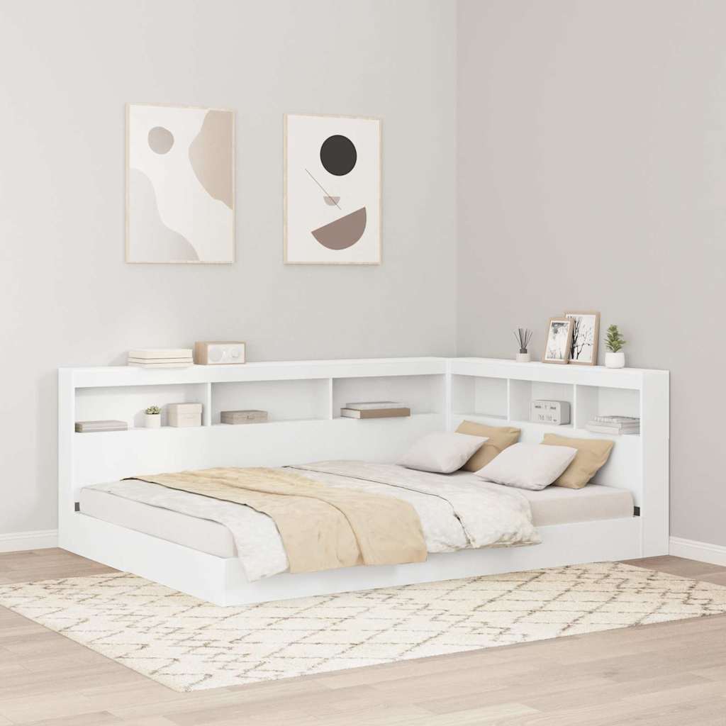 vidaXL Bookcase Bed White 90x200 cm Wood Composite