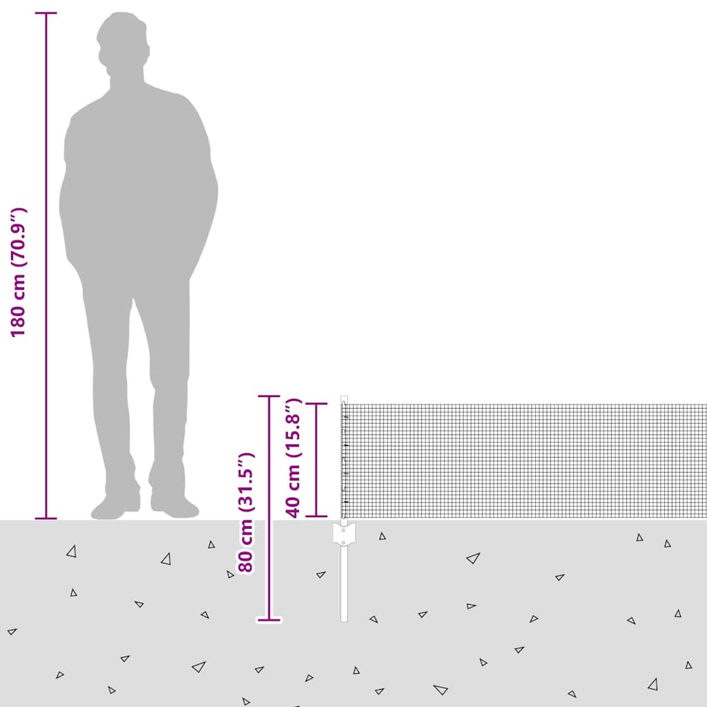 vidaXL Hek met Paal Zilverkleurig