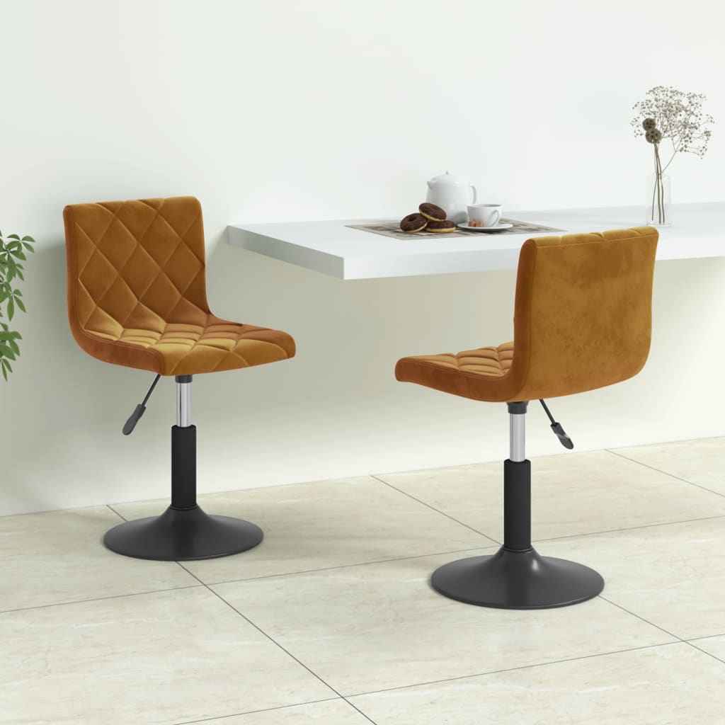 vidaXL Eetkamerstoelen draaibaar 2 st fluweel bruin