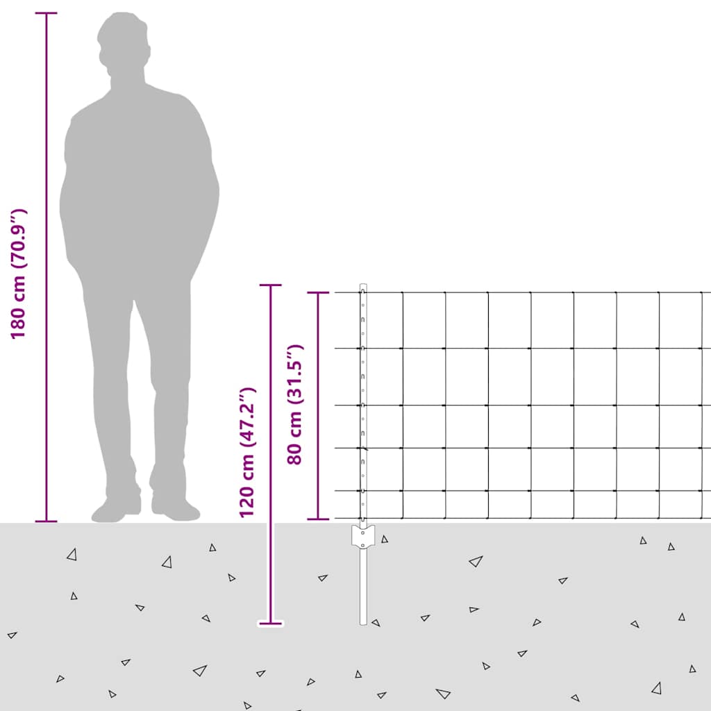 vidaXL Hek met Paal Zilverkleurig