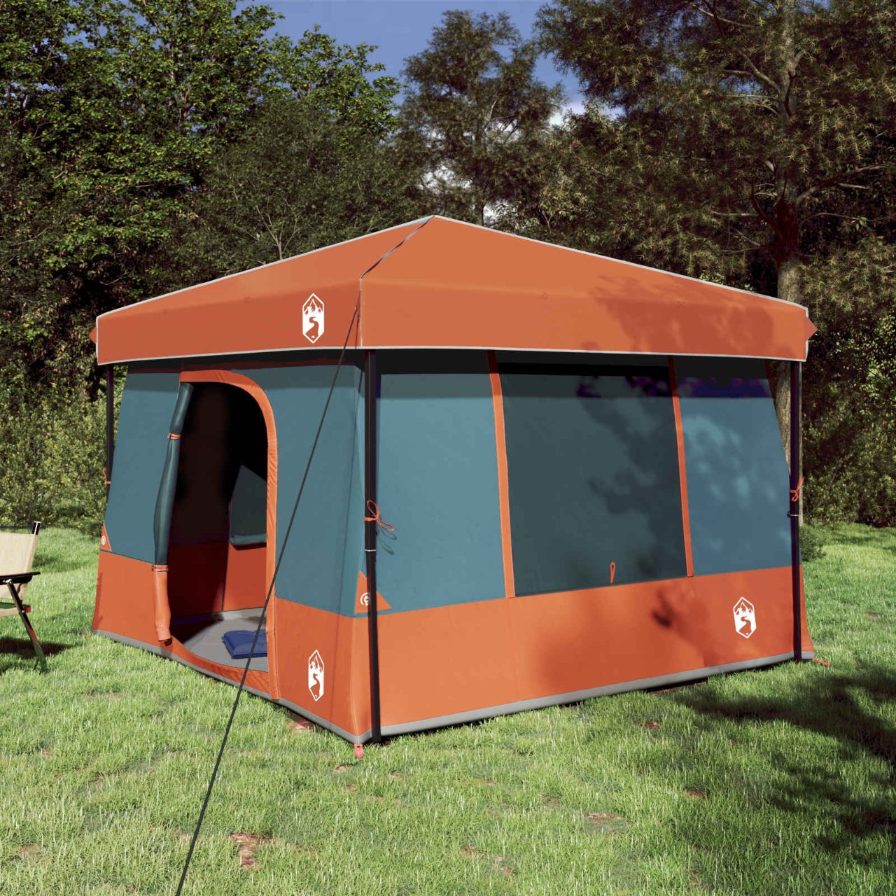 vidaXL Camping Tent Set met dak met opslag 2 pcs Blauw Taffeta en Stof