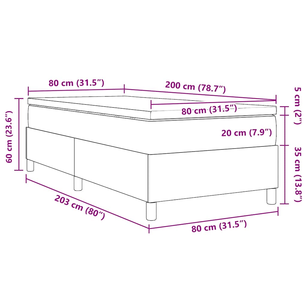 vidaXL Boxspringbed met Matras Lichtgrijs 80x200 cm Korduroy Stof