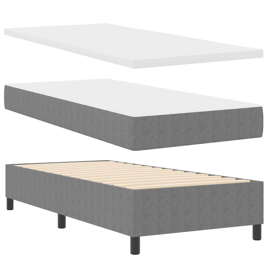 vidaXL Boxspringbed met Matras Lichtgrijs 80x200 cm Korduroy Stof