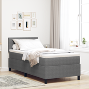 vidaXL Box Spring Bed with Mattress Dark Gray 90x200 cm Corduroy Fabric