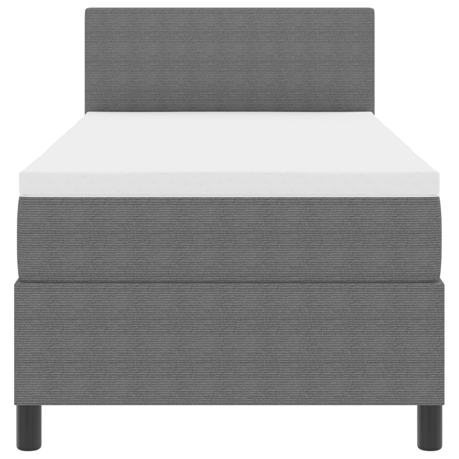 vidaXL Box Spring Bed with Mattress Dark Gray 90x200 cm Corduroy Fabric