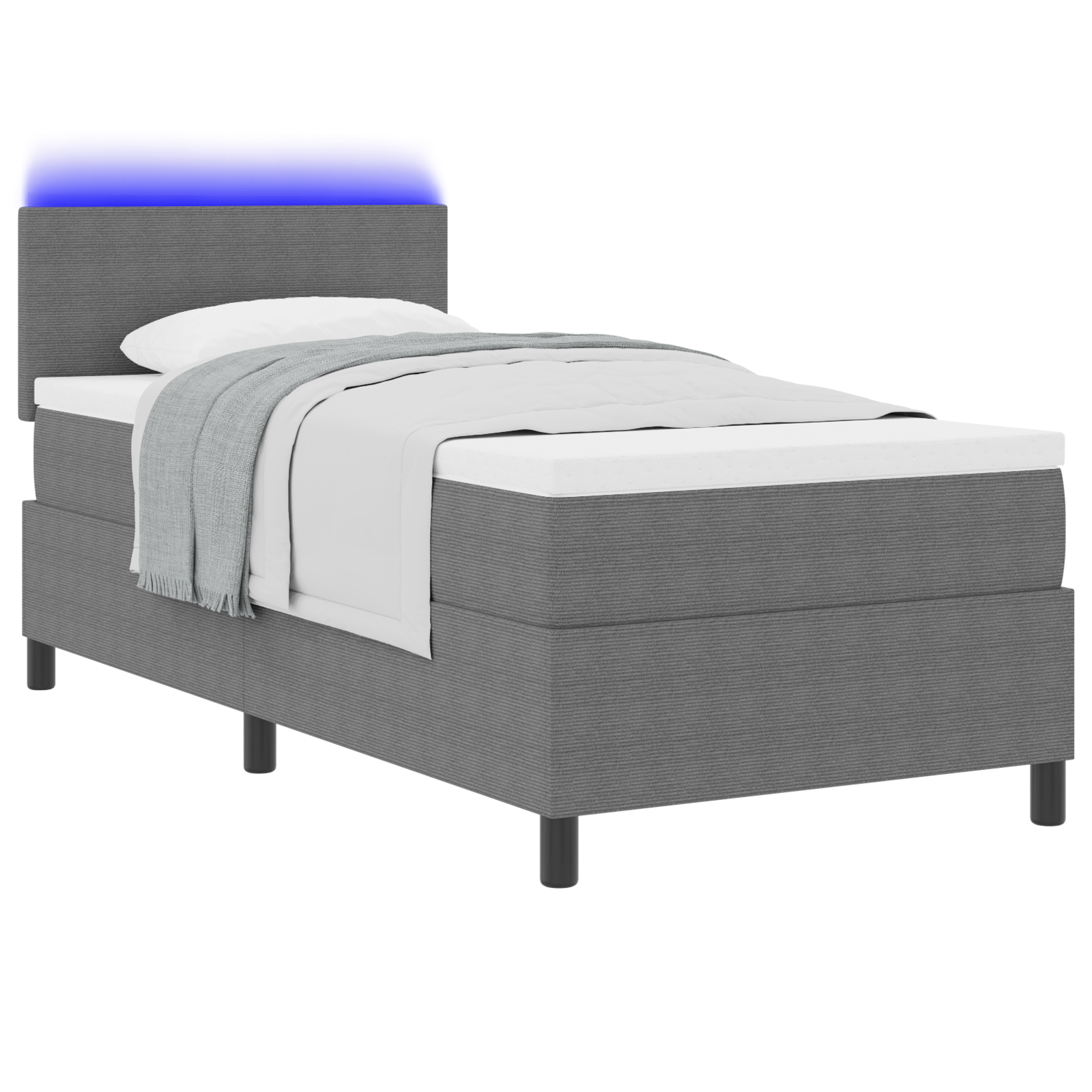vidaXL Boxspring Bed met Matras & LED Crème 100x200 cm Corduroy Stof