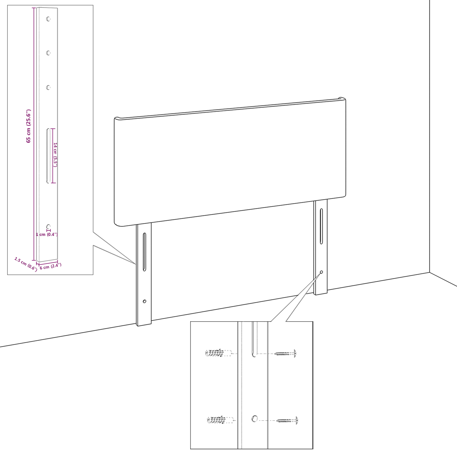 vidaXL Hoofdbord Lijnen Ontwerp Lichtgrijs 80 cm Stof