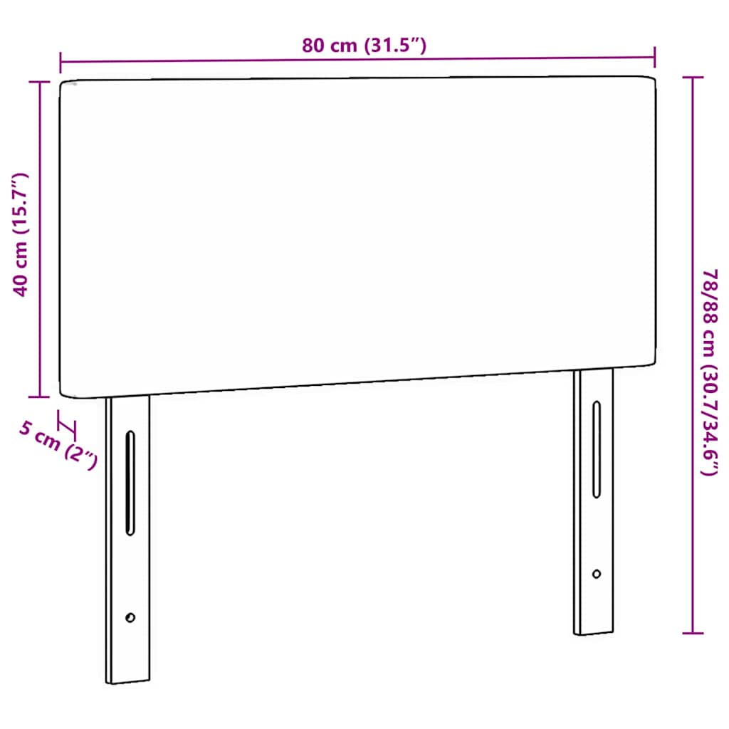 vidaXL Hoofdbord met LED effen ontwerp 80 cm ribstof lichtgrijs