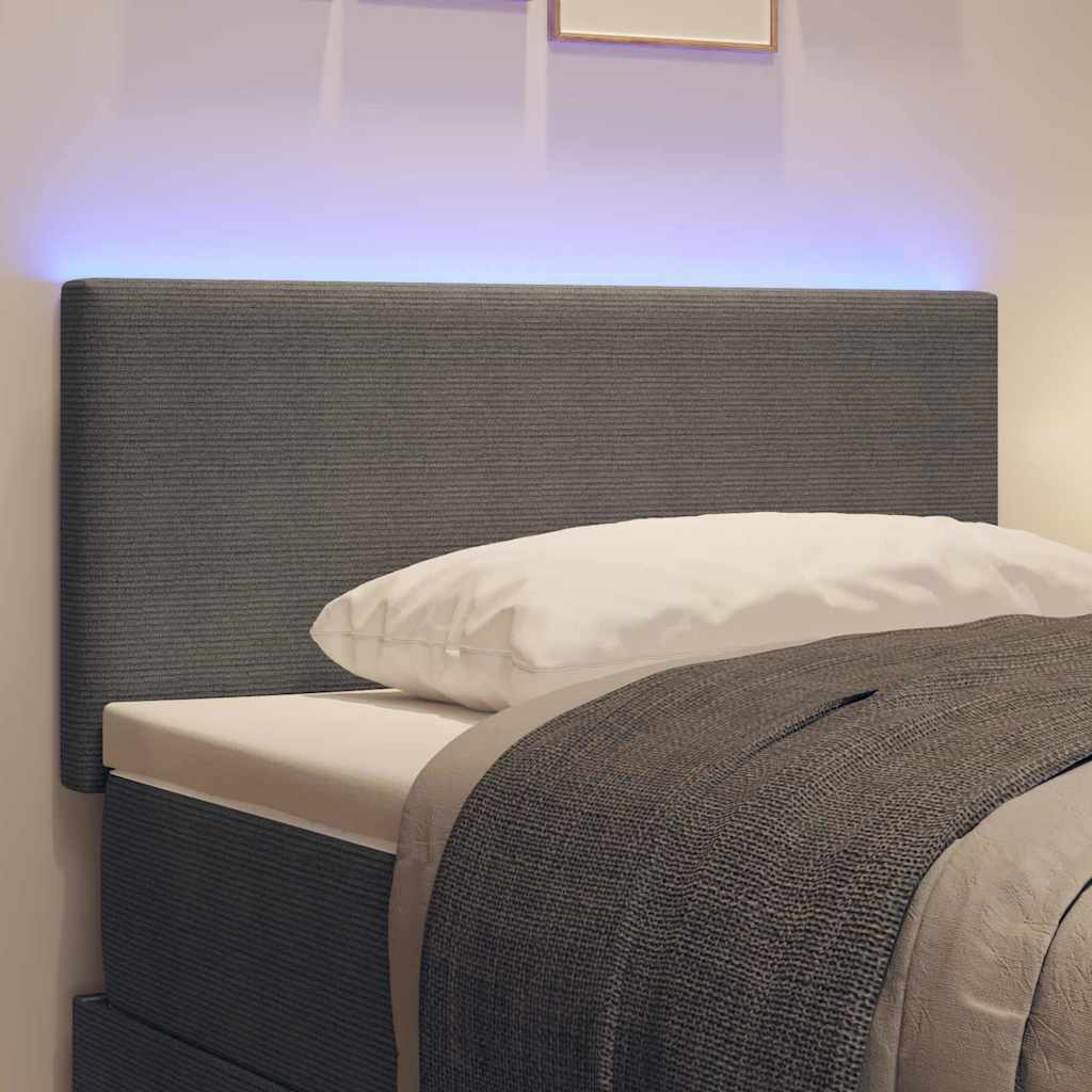 vidaXL Hoofdbord met LED effen ontwerp 80 cm ribstof lichtgrijs